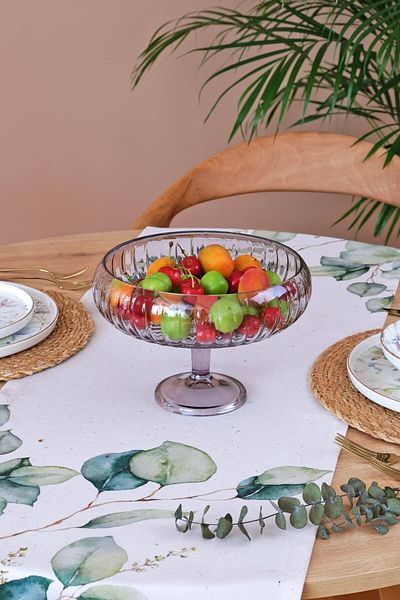 Glore Glass Smoked Large Size Footed Salad Door