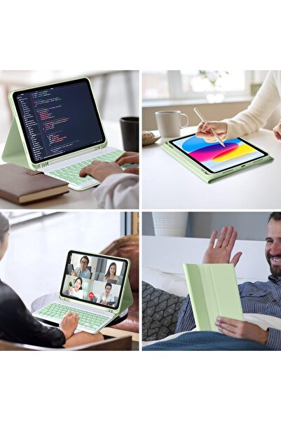 m.tk moveteck İpad Air 11 Inç 2024 2025 M2/m3 Uyumlu Klavyeli Tablet Kılıf Bluetooth Kalem Bölmeli Standlı
