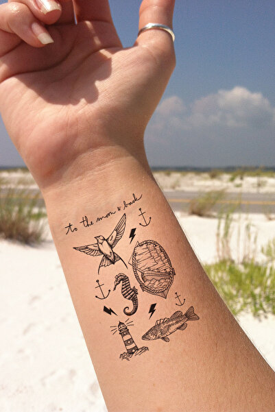 BP Tattoo Minimal Deniz Atı Geçici Dövme