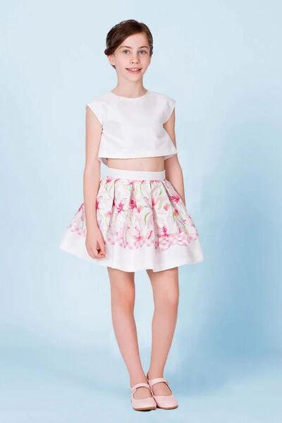 GOOSE Kız Çocuk Ekose Bisiklet Yakalı Fiyonk Detaylı Kısa Kol Ekru Şık Bluz