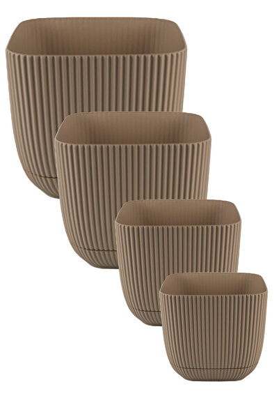 4-Piece Square Coral Skulent Cactus Flower and Plant Pot Set