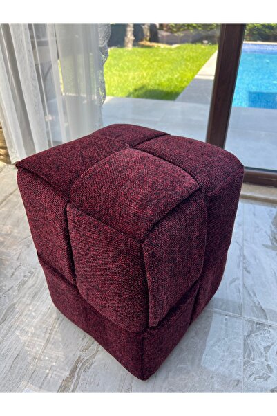 HOLM EV DESİGN Holm Ev Design Özel Tasarım Kare Örgü Bukle Kumaş Silinebilir Puf