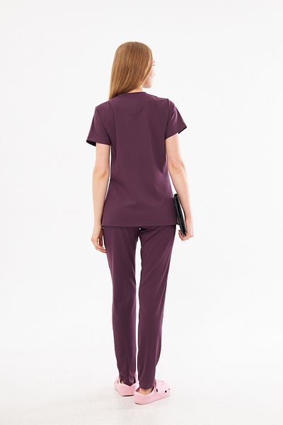 Class Üniforma Light Plum Kiev - Scrubs elegant cu fermoar la două piepte, tricou pentru doctor și asistentă