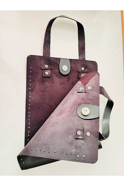 Aydın çanta Τσάντα από διχτυωτό πλάτος 28 cm και πλαϊνό τεχνητό δέρμα