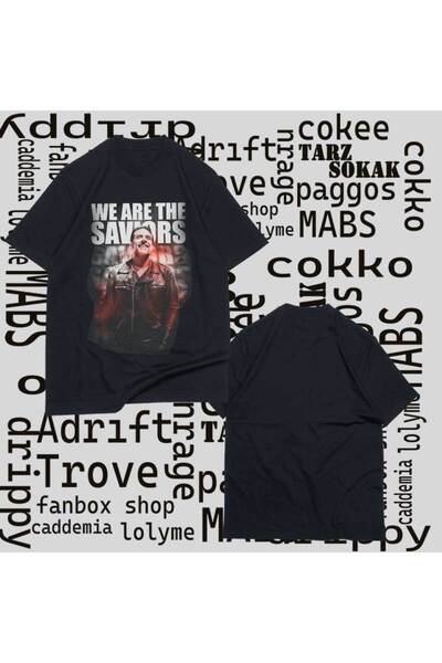 Adrift Kod Press Unisex Черна тениска „Спасителите“ от „Вървящите мъртви“ 220...