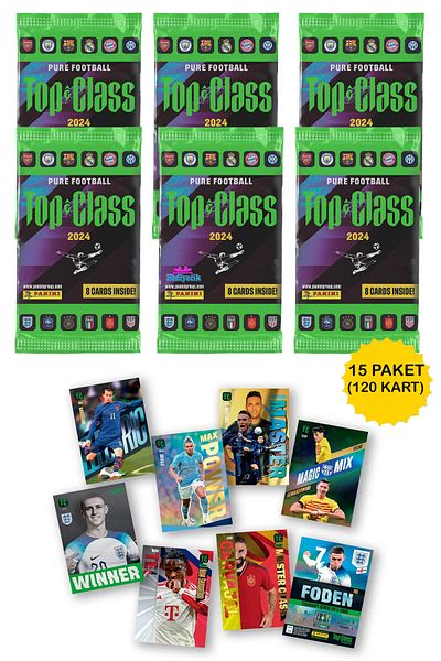 hediyecik Panini Fifa Top Class 2024 - 15 Pack Football Player Cards (120 Cards)