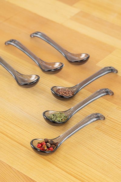 BRAMBLE LIFE 6 Pieces Anthracite Serving and Spice Spoons - Breakfast Honey Spoons Sugar Jam Serving Spoons