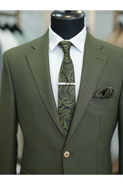 LONATOLİA Men's Slim Fit Italian Style Suit - Premium Point Stitching, Half Lined and Bag Pocket