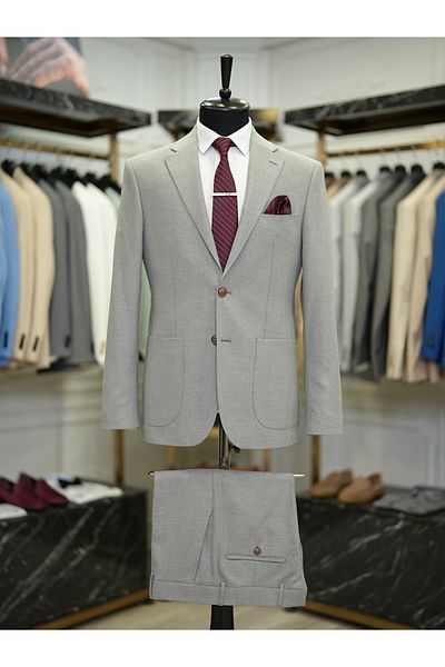 LONATOLİA Men's Slim Fit Italian Style Suit - Premium Point Stitching, Half Lined and Bag Pocket