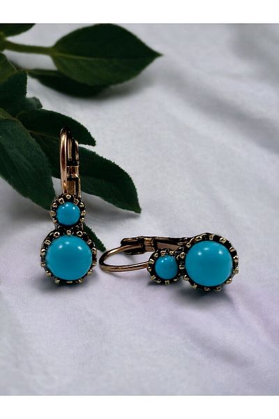 FAYRA ACCESSORIES Turquoise Stone Minimal Dangle Earrings