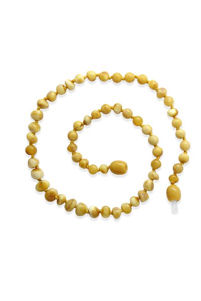 Tesbihane Honey-white Color Natural Drop Amber Stone Baby Teeth Necklace