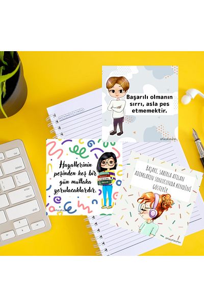 Fatofotofan Set of 3 Study Motivation Cards