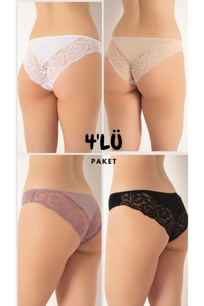 CONFEO Kadın 4'lü Dantelli Bikini Külot