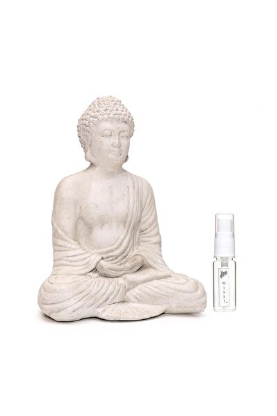 Missi Dekoratif Vanilya Sandal Kokulu Gri Buda Seramik Taş /Heykel (24 cm)