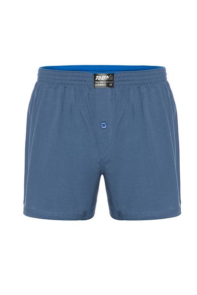 TOLIN Boxer pentru bărbați, 100% bumbac, din jerseu albastru, 415m