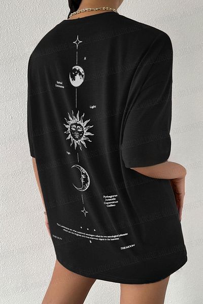 Teenage Millionaire Γυναικείο T-Shirt The Moon Black Crew Neck Oversize Salas