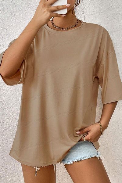 Teenage Millionaire Γυναικείο μπλουζάκι Camel Color Oversize - Crew Neck