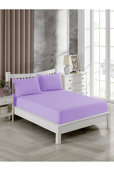 FAVORİST Lilac Single Elastic Sheet Set - 100x200, 1 Pillow Case Included