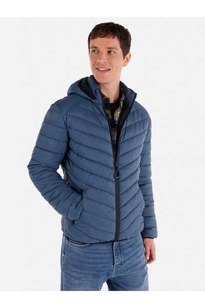 Colin's Palton albastru Slim Fit pentru bărbați cu glugă și fermoar - Cl 1021308