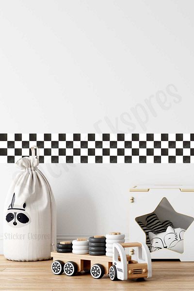 Sticker Ekspres Autocolant de perete pentru camera copiilor Racing Stripe Border
