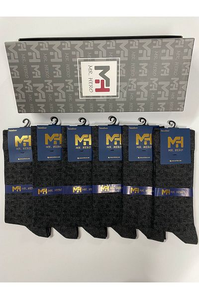 MRHERO Мъжки дълги чорапи от бамбук, 6 броя - антрацит, с аромат на парфюм