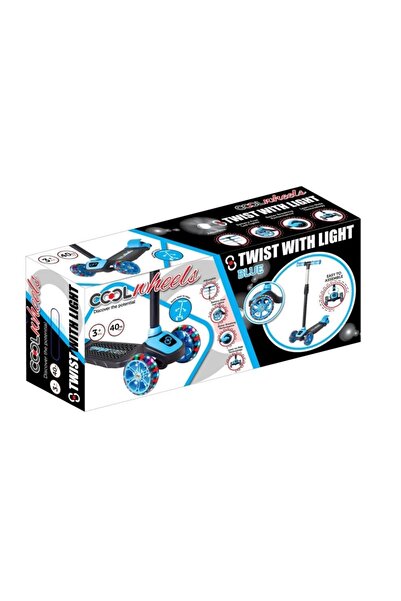 Toyshome Mavi Cool Wheels Twist Led Işıklı 3 Tekerlekli Yükseklik Ayarlı Scooter