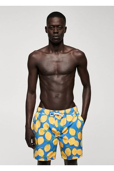 MANGO Man Badeanzug mit Zitronen-Print