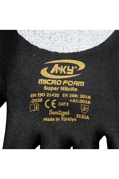AKY 506086 قفازات Microfoam Super Nitrile Foam 3/4 مغطاة رقم: 9/l