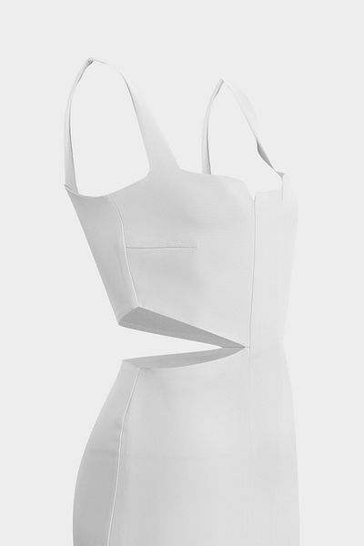 Açelya Okcu Premium Woven Mini Strap Women's Dress with Side Window