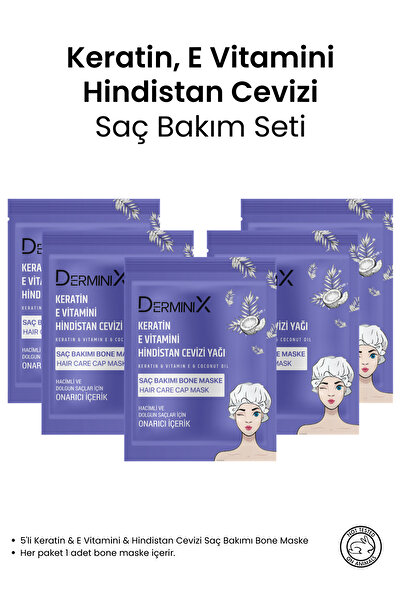 Derminix Keratin ve E vitamini Hindistan Cevizi Yağı Bone Saç Maskesi Seti 5'...