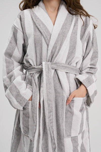 Homelover Extra Soft Luxury Design - Cotton Striped Women's Bathrobe for Bathroom