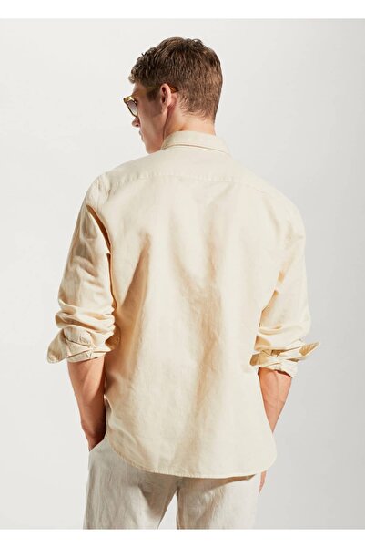 MANGO Man Regular Kesim Keten Pamuklu Gömlek