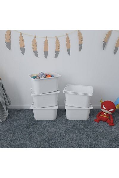 Pratico 3 White Deep Lid Toy Basket - 3Ds3K