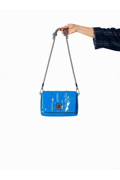 YOURHANDBAGS Mavi Candy Çanta - Siyah Beyaz Halat Askılı
