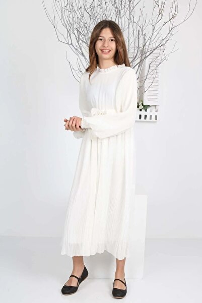 Wild Flower Teenage Girls Long Length Pleated Chiffon Hijab Dress