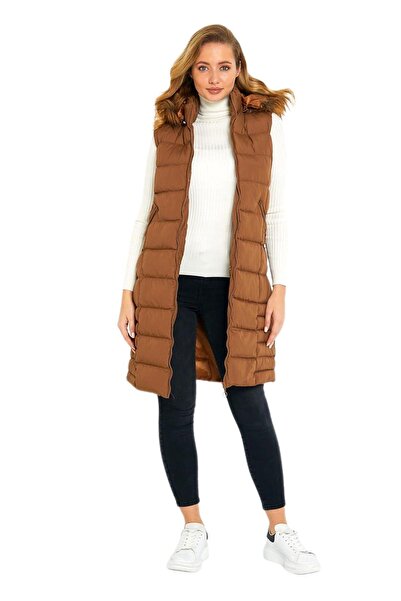 DYNAMO Kadın Kapüşonlu Uzun Yelek 5003 Bgl-st01646