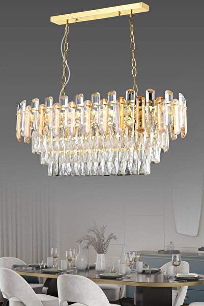 RONİSU AYDINLATMA Yaren Yemek Masası Taşlı Avize