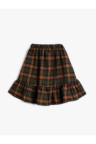 Koton Ruffled Plaid Skirt