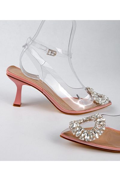 Sibel Durmaz Story Powder Transparent Crystal Stone Detailed Sandals