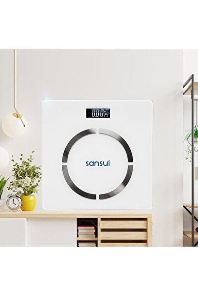 SANSUI Dijital Baskül Yağ-kas Oranı Ve Vücut Kitle Endeksi Ölçer Tartı Beyaz