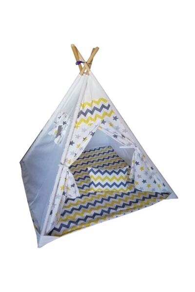 BAŞKAYA SHOPPİNG Ahşap Kızıldereli Minderli Ve Yastıklı Çocuk Oyun Çadırı