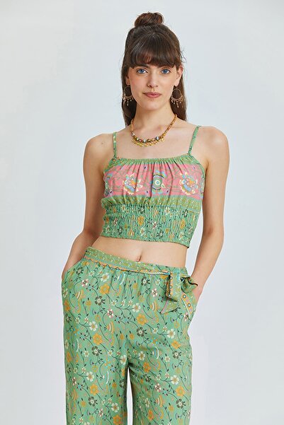 Clandestino Зелена богемна блузка - на бретельках