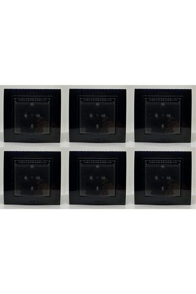 ELBİ Zena Grounded Socket with Cover and Frame Black 6 Pieces