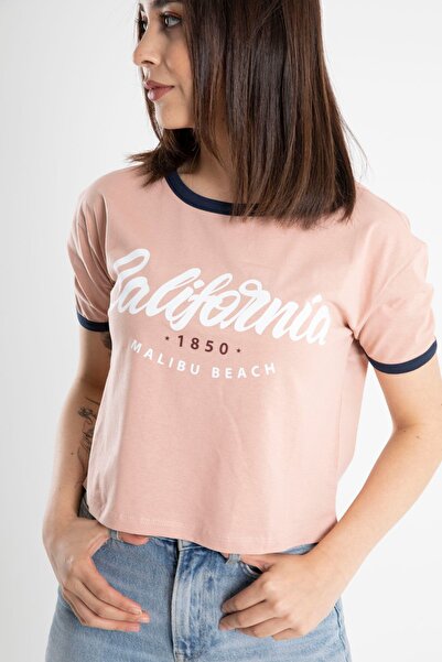 Mood Lab Tricou crop cu imprimeu California pentru femei
