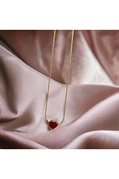 Judas Takı قلادة قلب صغيرة من المينا الحمراء للنساء