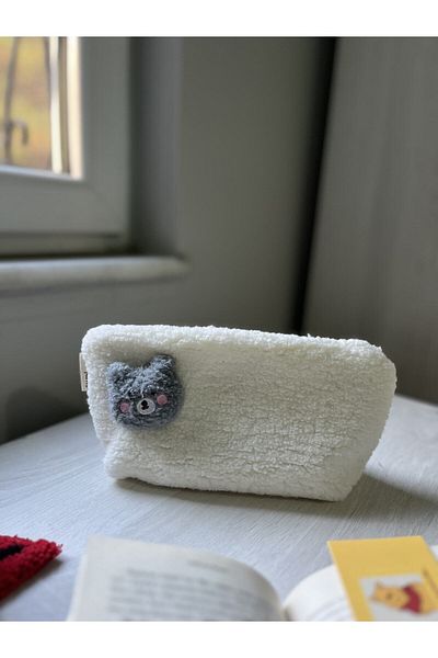 sumicorn Cute Plush Washable Zippered Gingham Lined Cloth Pen Holder Pencil Case Wallet Makeup Bag