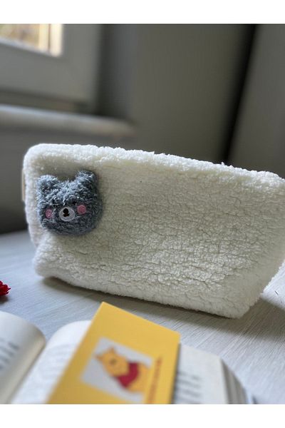 sumicorn Cute Plush Washable Zippered Gingham Lined Cloth Pen Holder Pencil Case Wallet Makeup Bag