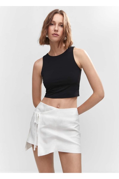 MANGO Woman Halter collar crop blouse