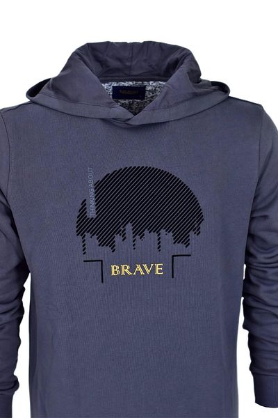 Raymons Men's Hooded Printed Basic Sweatshirt R2219 BGL-ST03193