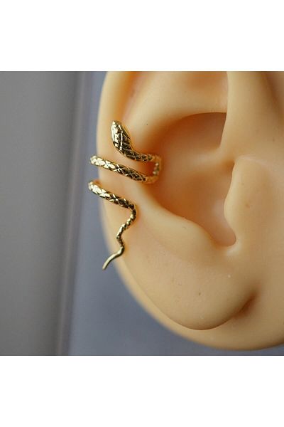 Heppii الذهب اللون الصلب الأفعى نموذج Earcuff الأفعى ضغط الغضروف القرط